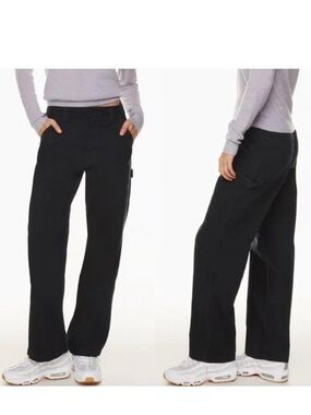 Aritzia TNA Greenwich Pant Black 100% Cotton Utility Carpenter Pants Sz 4